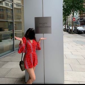 Nordstrom red romper floral V neck